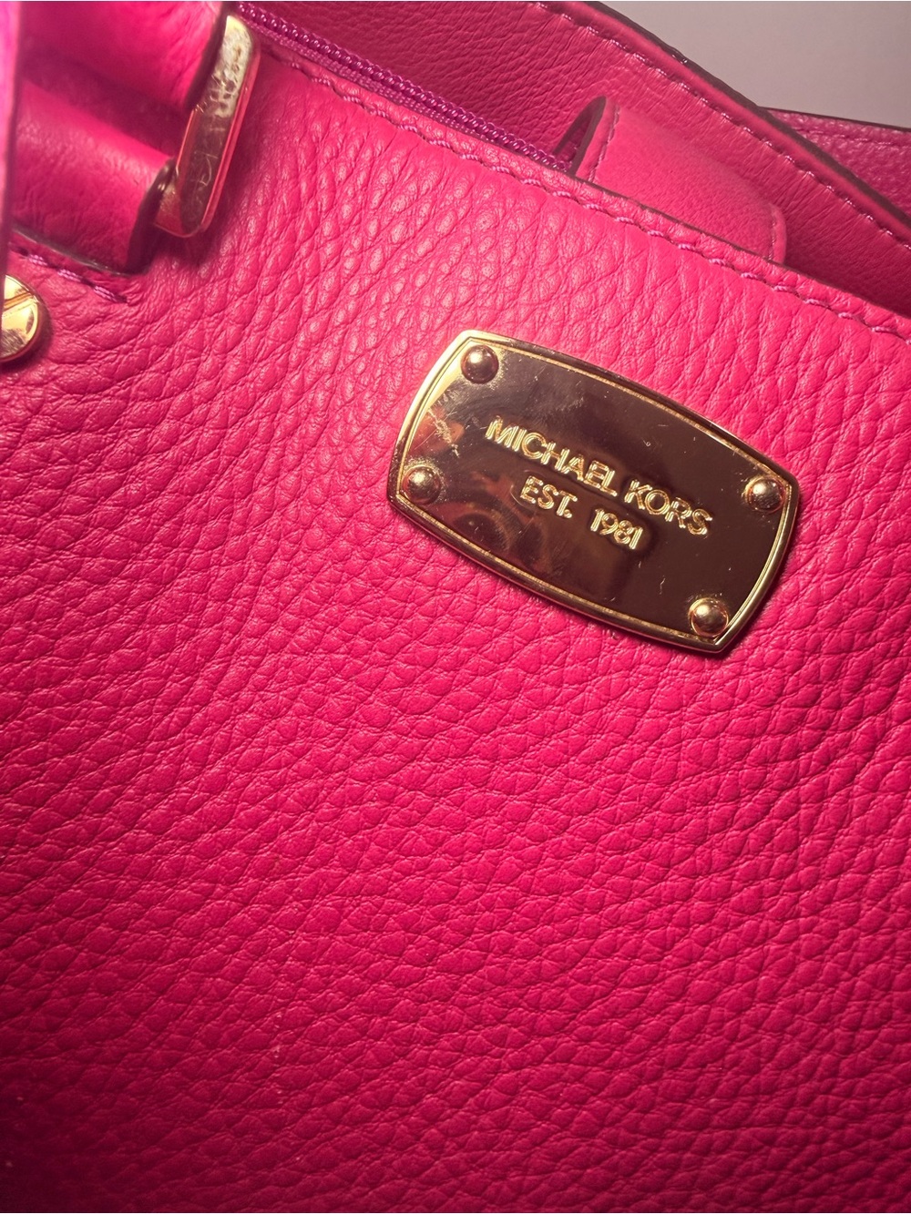 MICHAEL Michael Kors Sutton Medium Pink Pebbled Leather Satchel - Picture 6 of 13